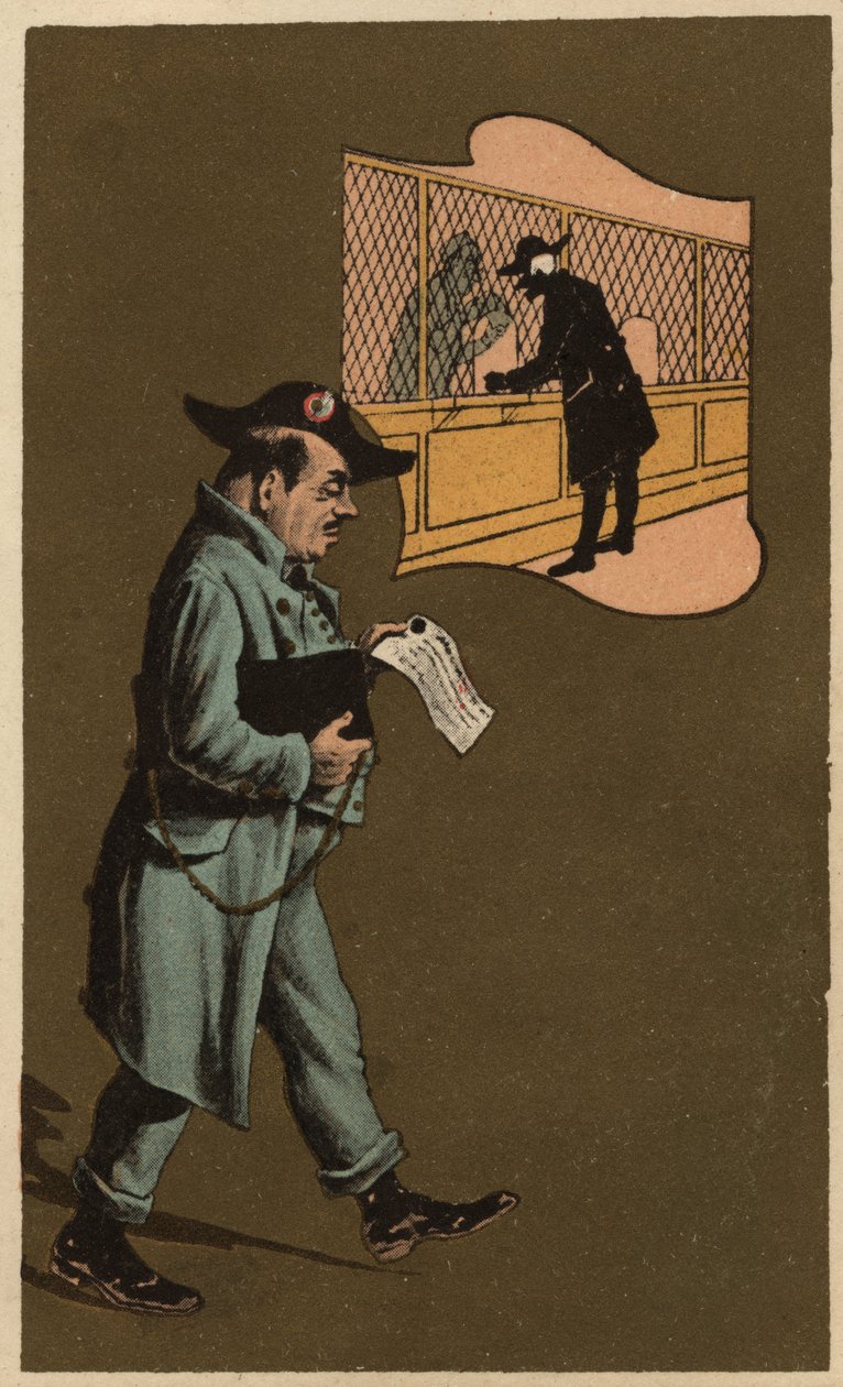 En skatteinspektör, anonym kromolitografi, sent 1800-tal. av Unknown artist
