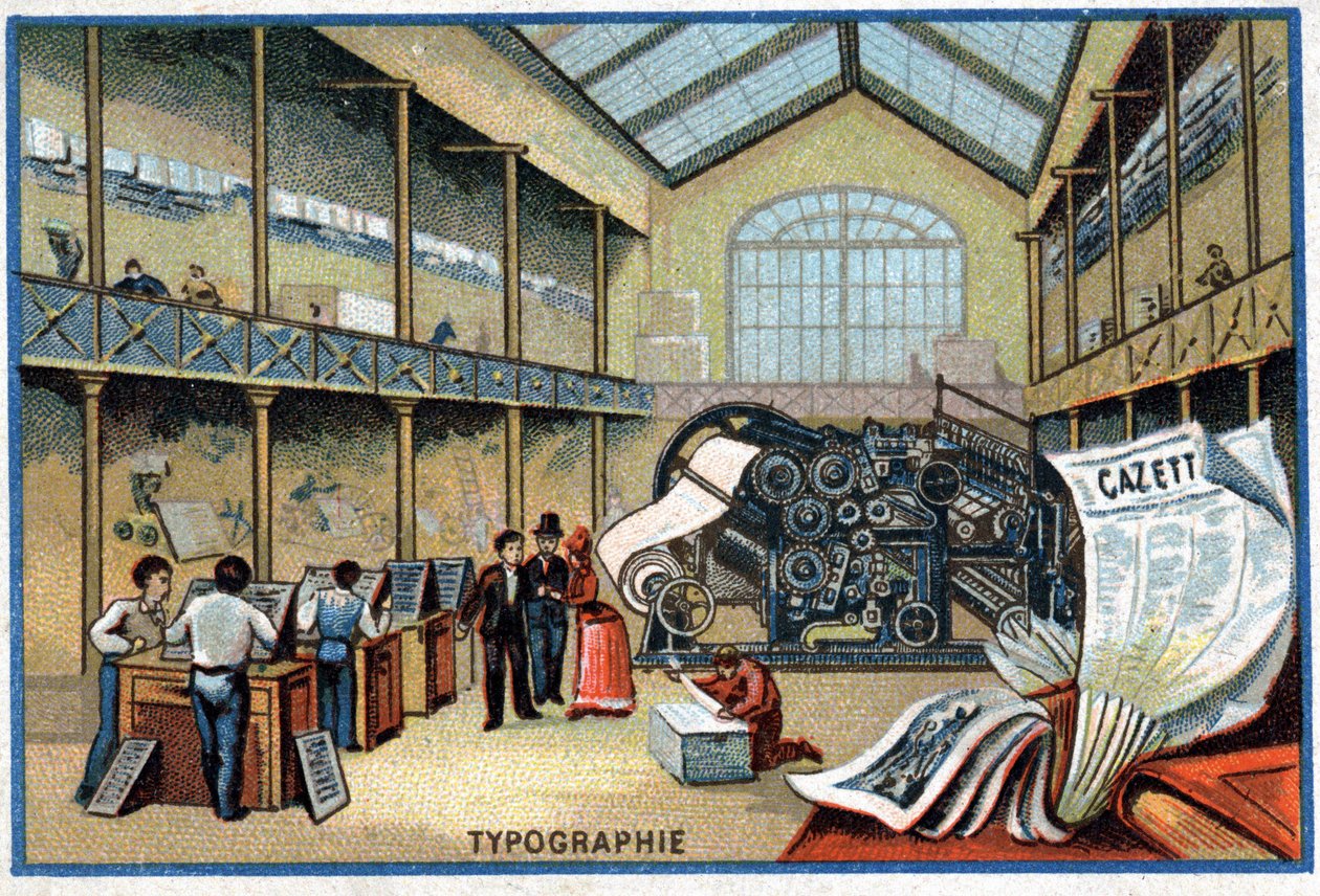En typografi i Paris i slutet av 1800-talet av Unknown artist