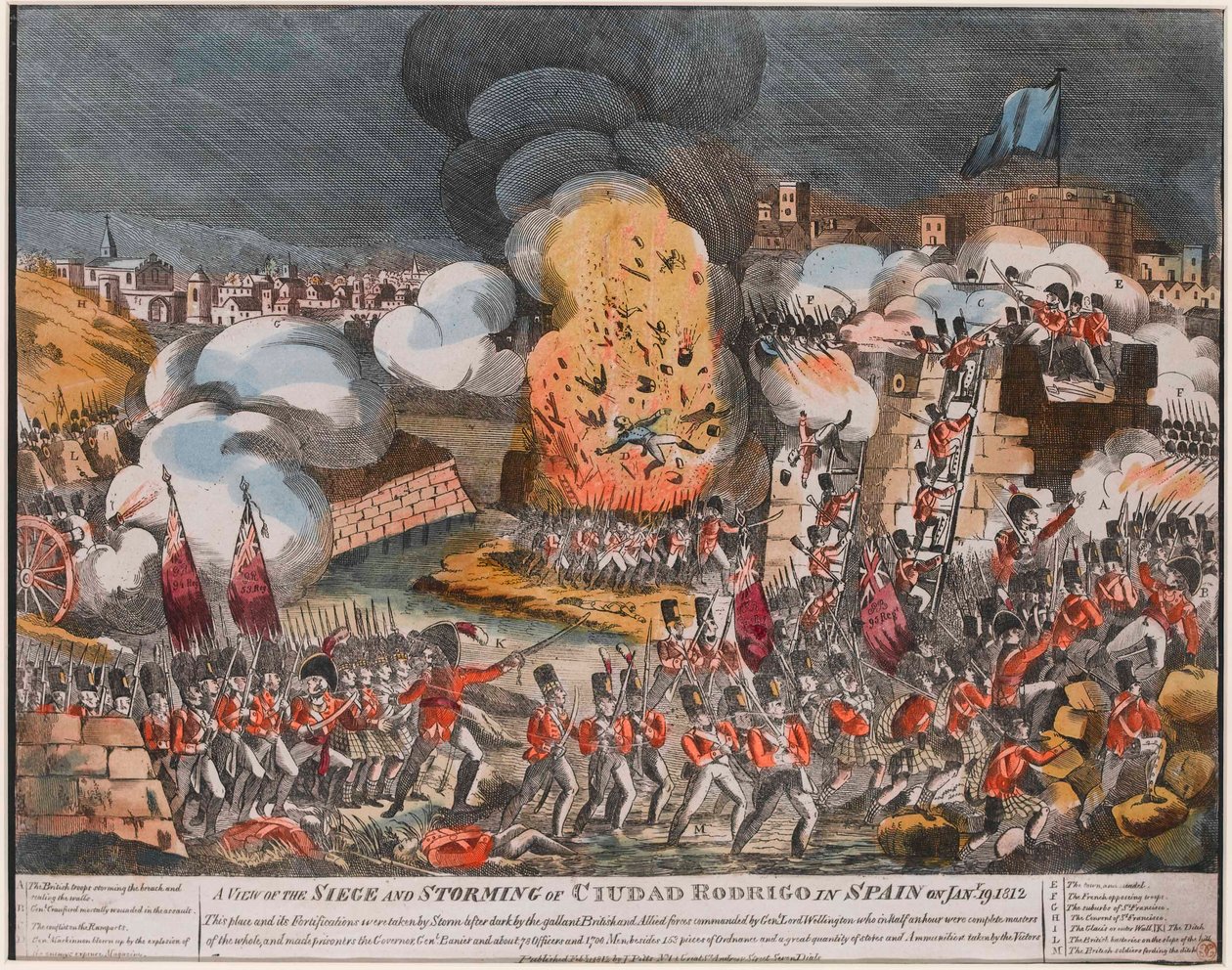 ?En vy av belägringen och stormningen av Ciudad Rodrigo i Spanien på Jany. 19. 1812? av Unknown