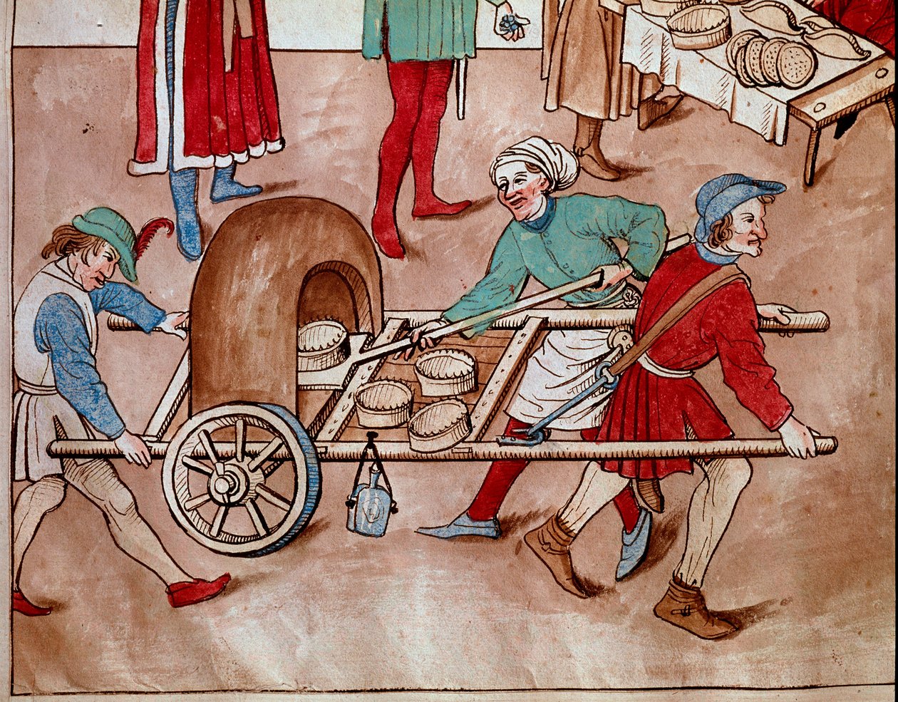 En vandrande bagare. Miniatyr från "Krönikor från Konciliet i Konstanz" av Ulrich Richental (1360-1437) 1438 ungefär Prag, nationalbibliotek av Unknown artist