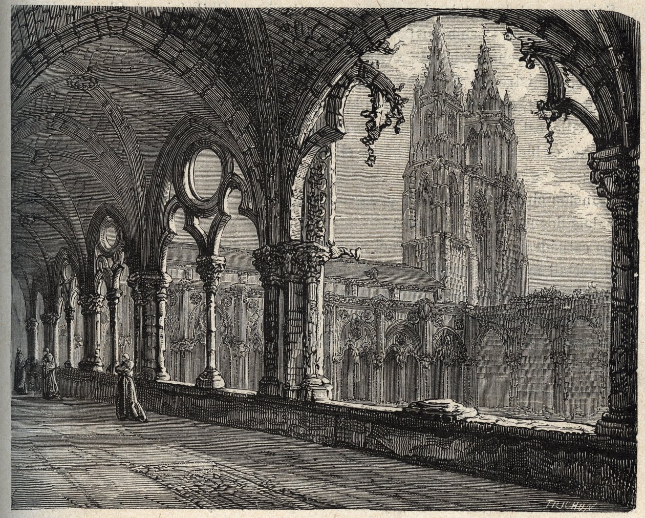 Abbaye Saint-Jean-des-Vignes - Soissons - (Saint Jean des Vignes) - gravyr i "" PATRIE" - PECTUREQUIREQUE BESKRIVNING AV FRANKRIKE I 6 BIND AV LUCIEN HUARD - slutet av 1800-talet av Unknown artist