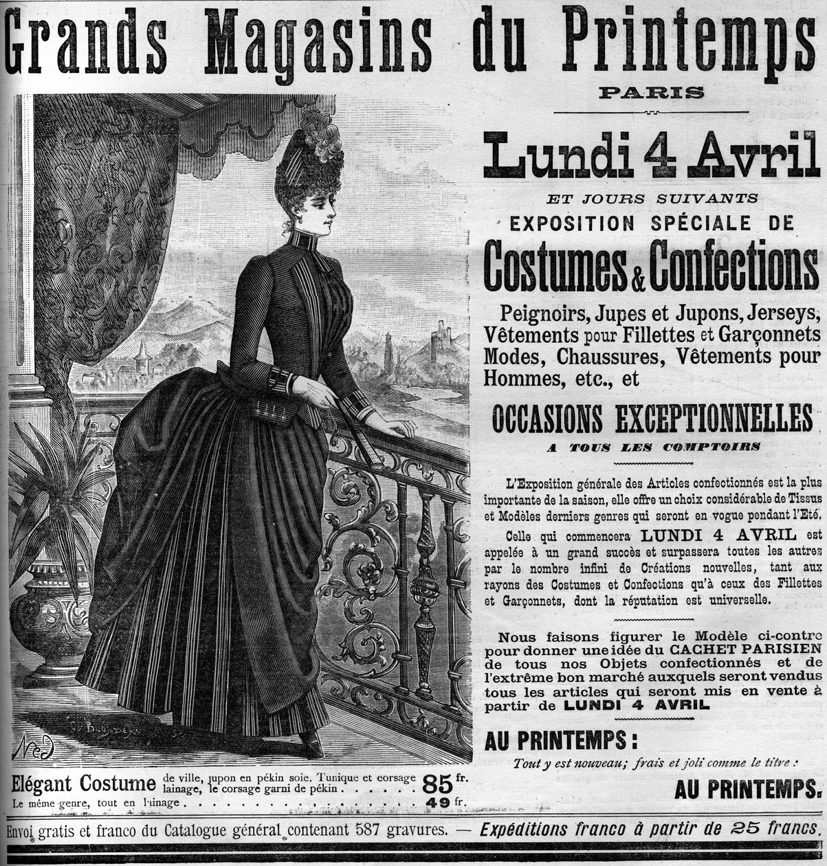 Reklam för varuhusen i Printemps i Paris, i Le Monde Illustrée 1887. av Unknown artist