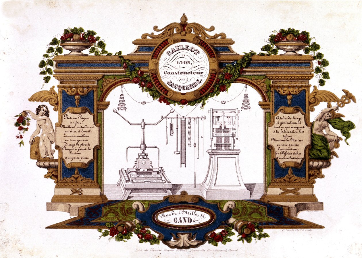 Reklam för en byggare av Jacquard Loom "" Caillot de Lyon"". 1840. av Unknown artist