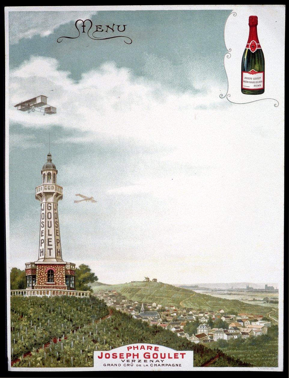 Reklam för varumärket "" Joseph Goulet - Verzenay - Grand cu de la Champagne". av Unknown artist