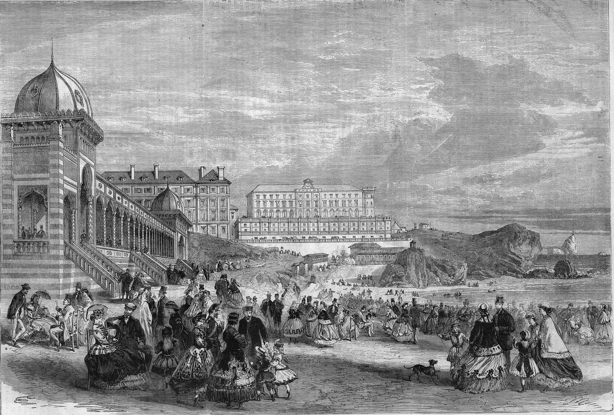 Eftermiddag vid havsbaden i Biarritz 1867. av Unknown artist
