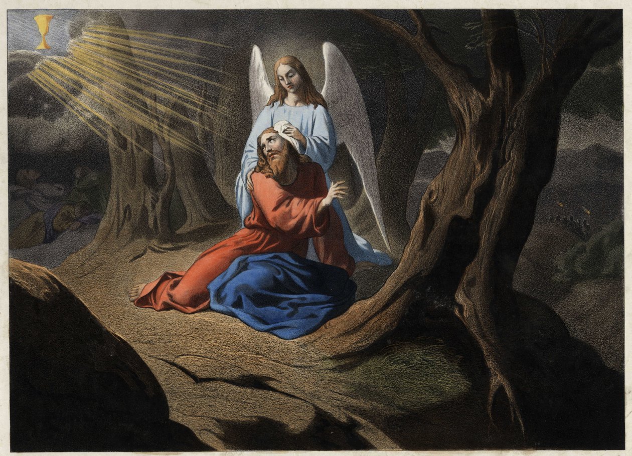 Agony in the Garden - Kristi bön i Olive Garden. Anonym gravyr från mitten av 1800-talet. av Unknown artist