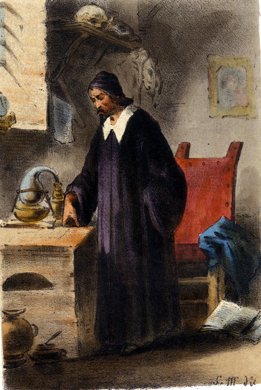 Alkemisten Nicola Barnaud, forskare av den filosofiska stenen. av Unknown artist