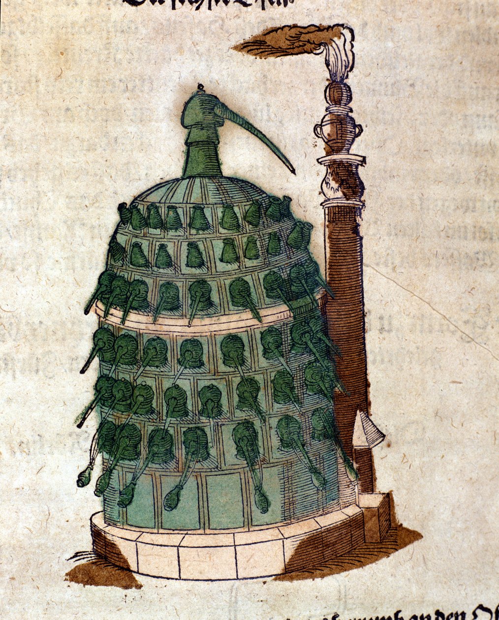 Alkemi: Athanorugnen, gravyr från en bok av Pietro Andrea Mattioli (Matthiole) (1500-1577). Frankfurt av Unknown artist