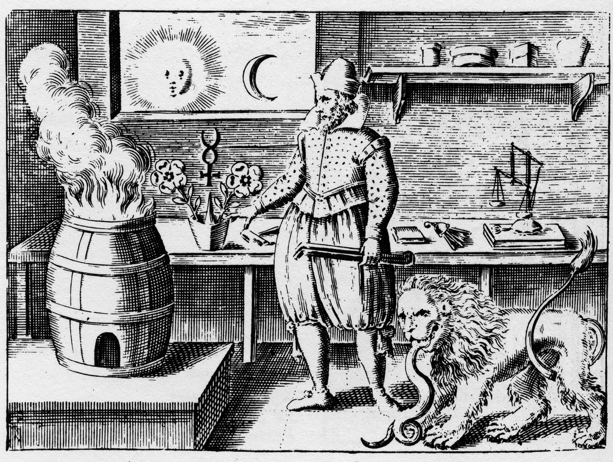 Alchimie - La flamamme - Gravyr från 1659 i "L