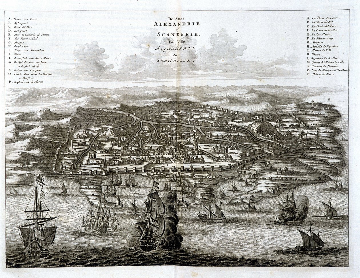 Alexandria utsikt över havet - gravyr av Dapper av Unknown artist