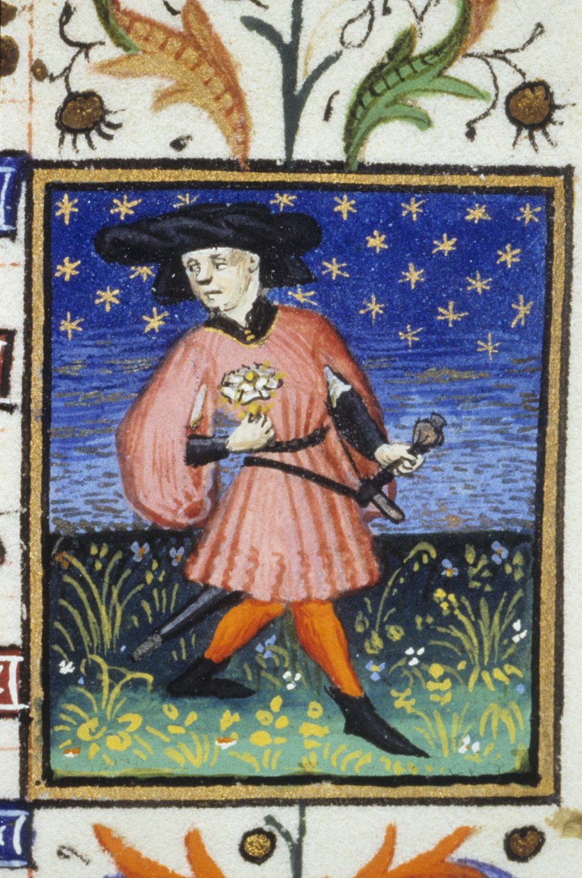 Allegorisk representation av april- En man som plockar prästkragar av Unknown artist