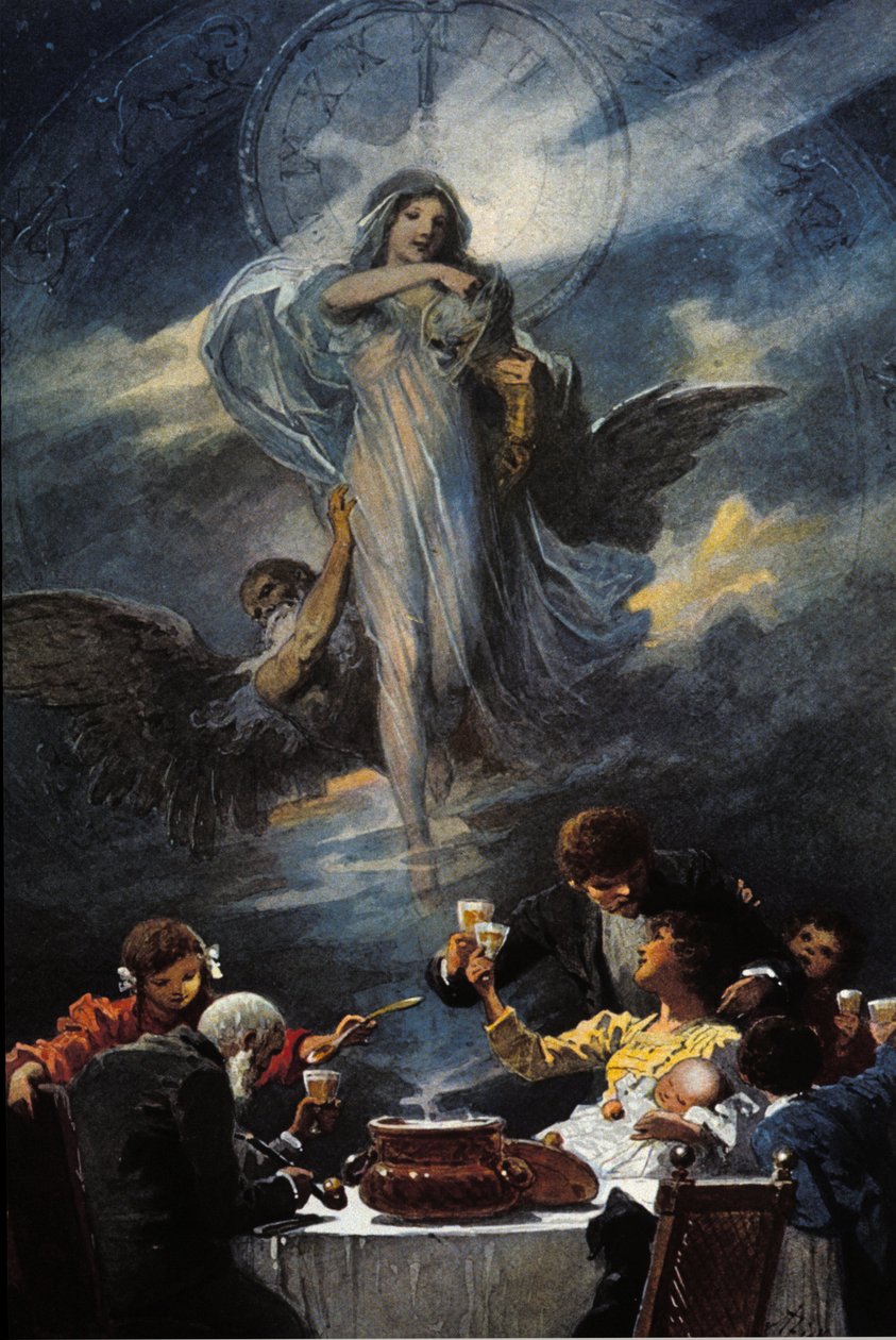 Allegori över julafton och nyårsmiddag. 1889 av Unknown artist