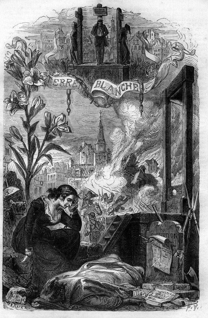 Allegori över La Terreur blanche i Frankrike 1815 (royalistisk reaktion som ägde rum, efter Napoleons fall, mot bonapartister och före detta revolutionärer.) Gravyr från 1800-talet. av Unknown artist