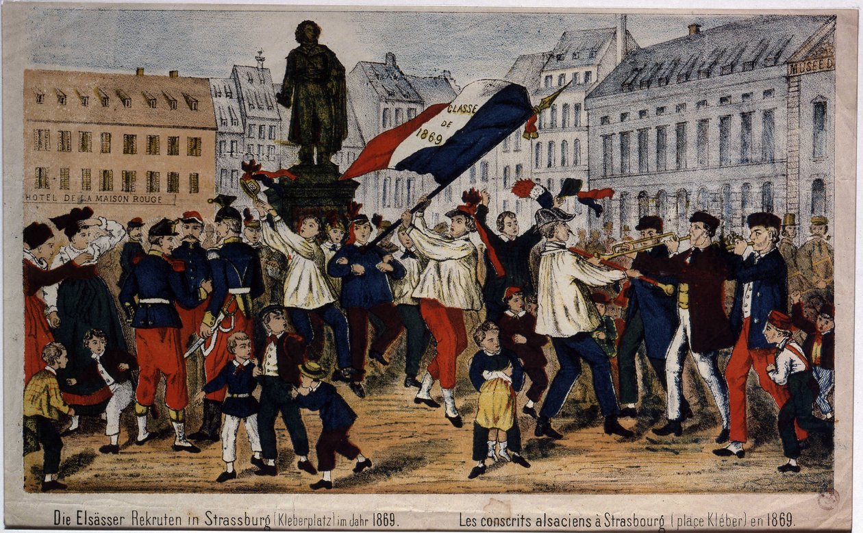 Elsassiska värnpliktiga, Place Kleber i Strasbourg av Unknown artist