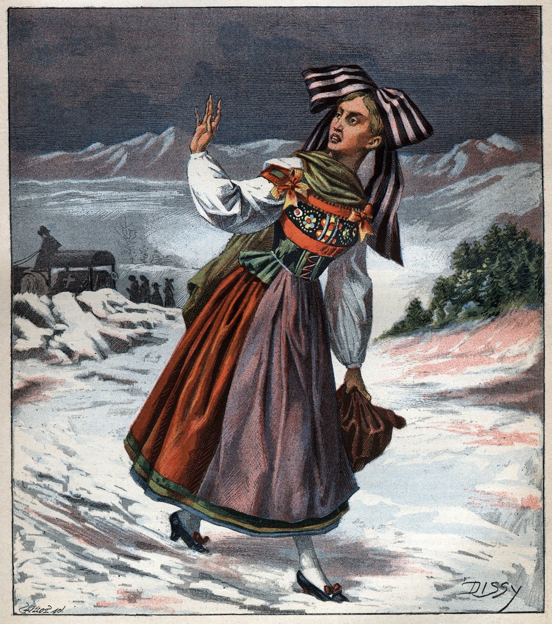 Alsacesk kvinna i regional dräktgravyr från 1892. av Unknown artist