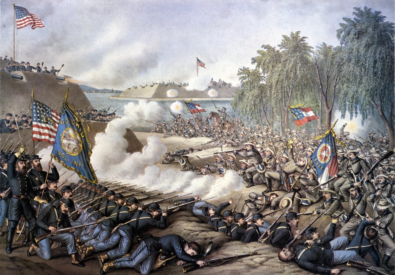 Amerikanska inbördeskriget (1861 - 1865): Första slaget vid Korinth (Mississippi) 29 april-10 juni av Unknown artist