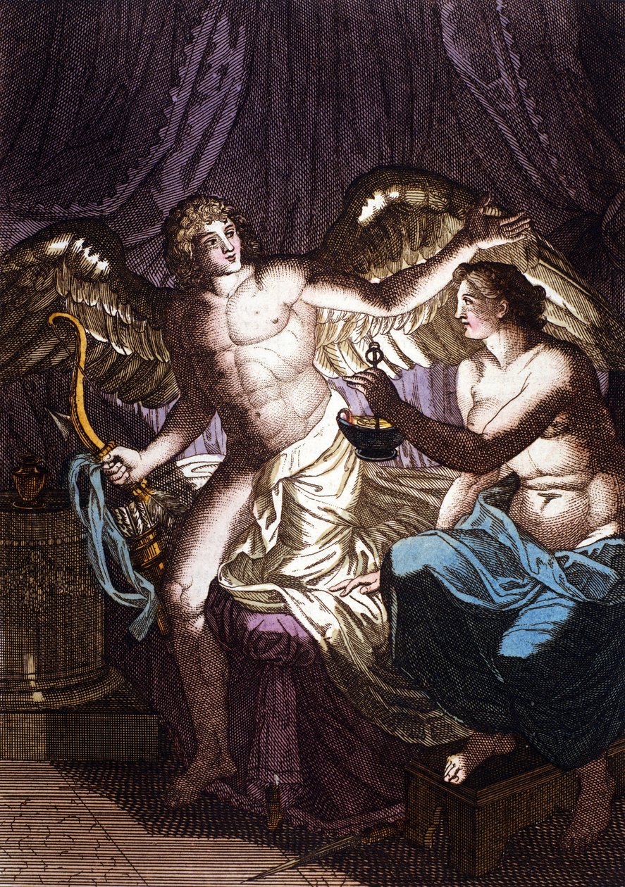 Cupid och Psyche. Gravyr i "Dictionnaire d