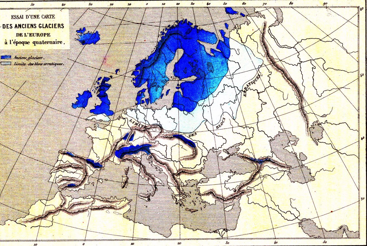 Europas forntida glaciärer, Kvartärområdet (gravyr) av Unknown Artist