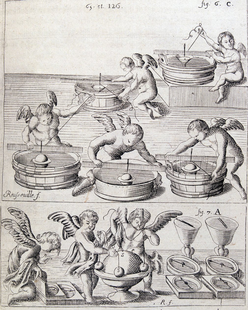 Angelots och komplement - i "en ny demonstration av jordens orörlighet som hävdas av magnetisk kraft" av Giacomo Grandamico av Unknown artist