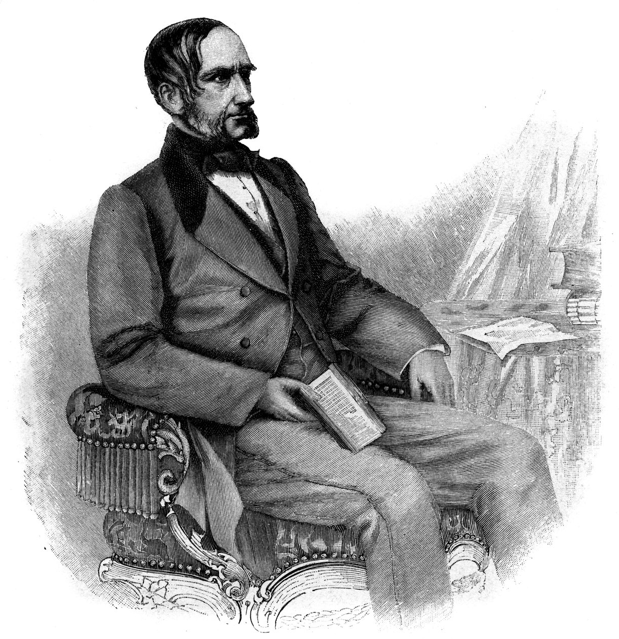Anton von Schmerling, österrikisk politiker - gravyr - Porträtt av Anton von Schmerling (1805-1893), österrikisk advokat och politiker av Unknown artist