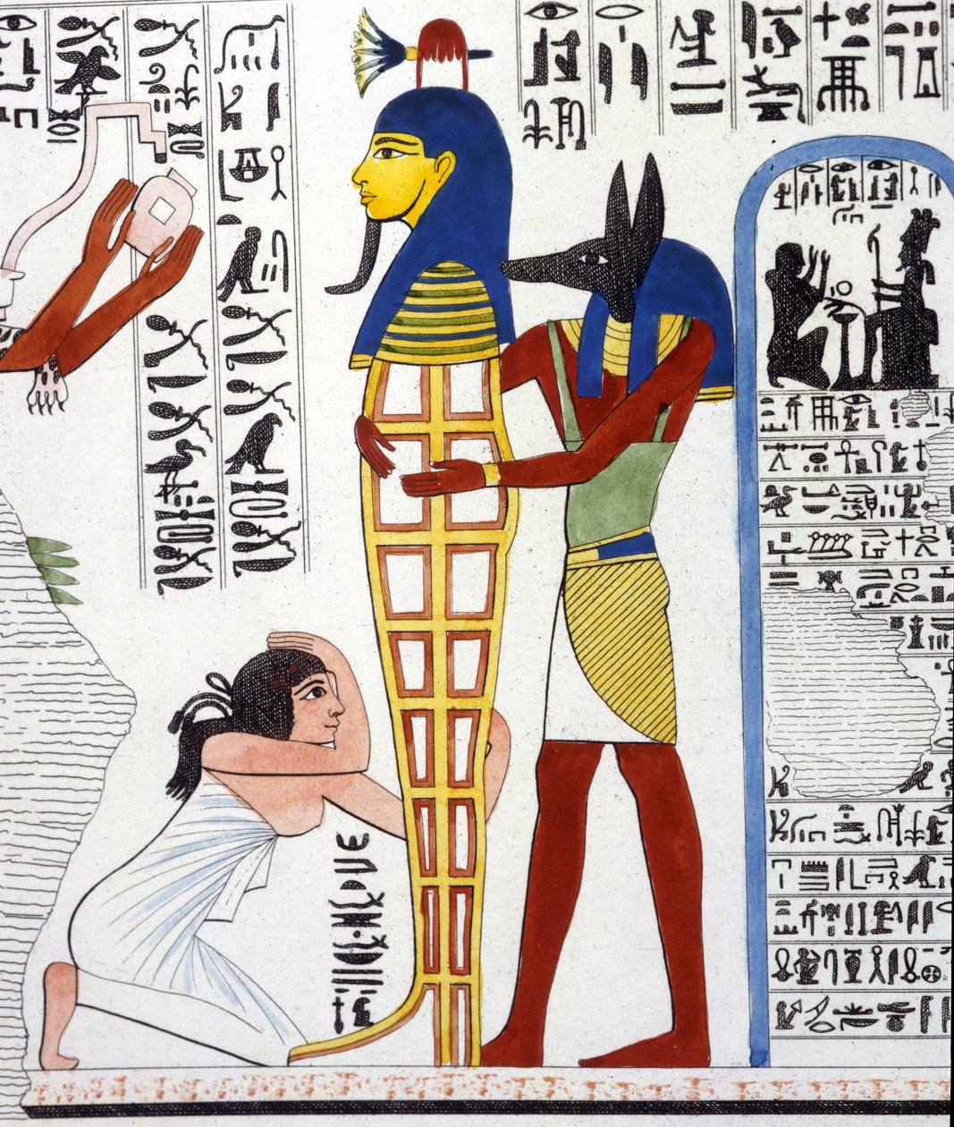 Anubis och en mumie - i "" Monuments of Egypt and Upper Nubia"" av Ippolito Rosellini (Rossellini). av Unknown artist