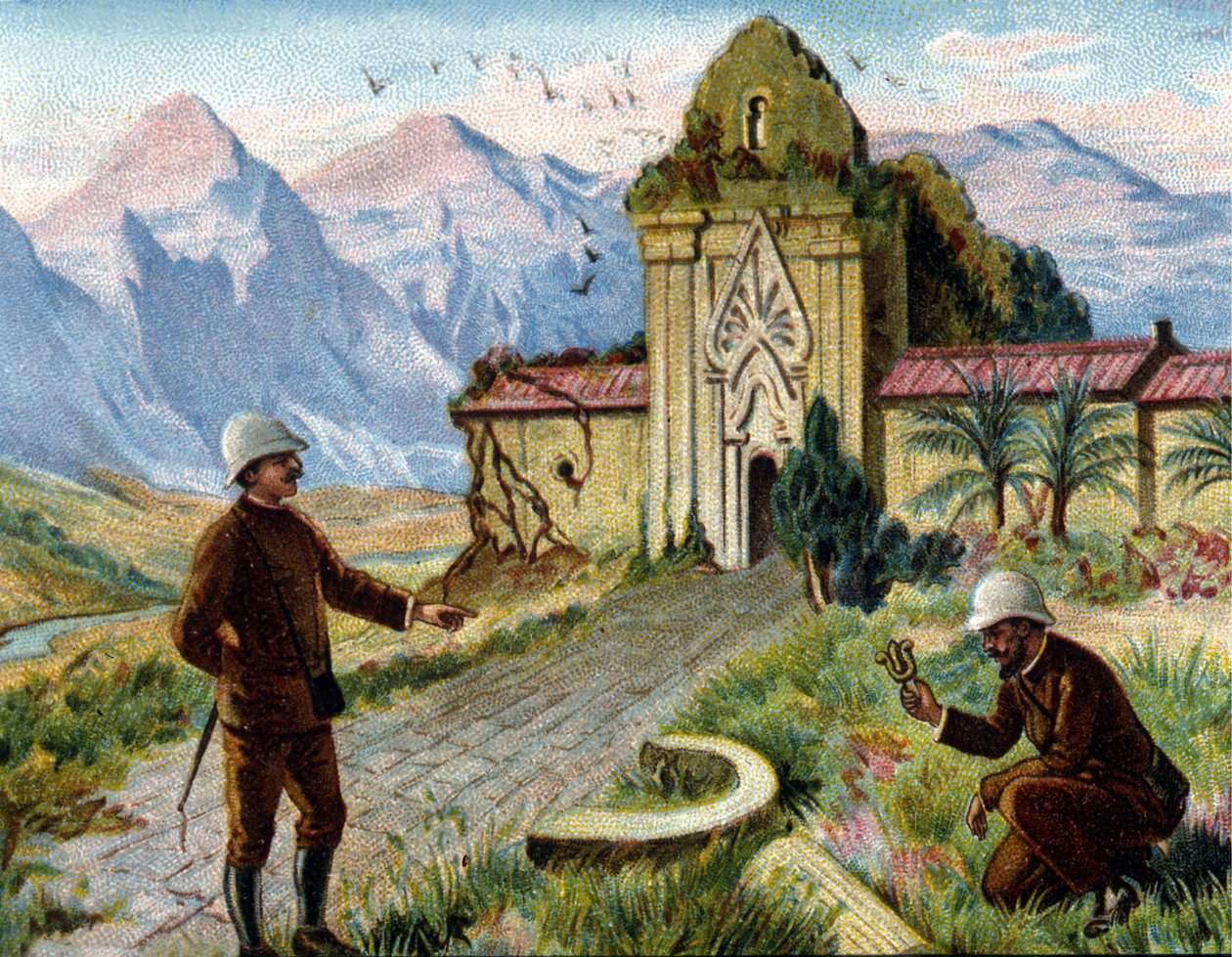 Arkeologer i Kambodja. kromolitografi från slutet av 1800-talet.. av Unknown artist
