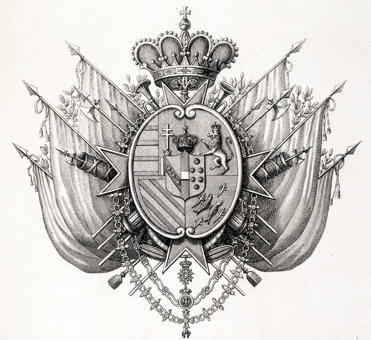 Arms of Tuscany, tidigt 1800-tal. Leopold av Toscana. av Unknown artist