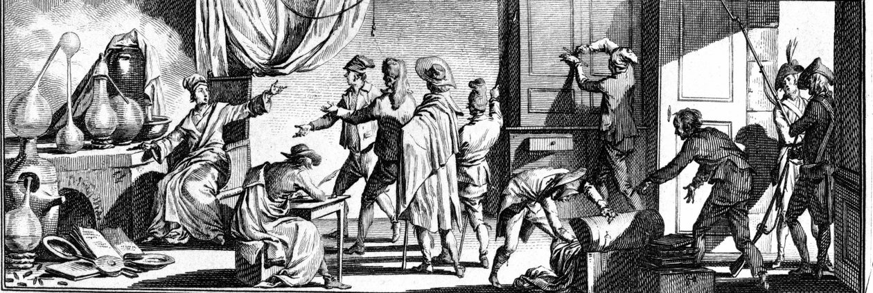Arrestering av Lavoisier i hans studio. av Unknown artist