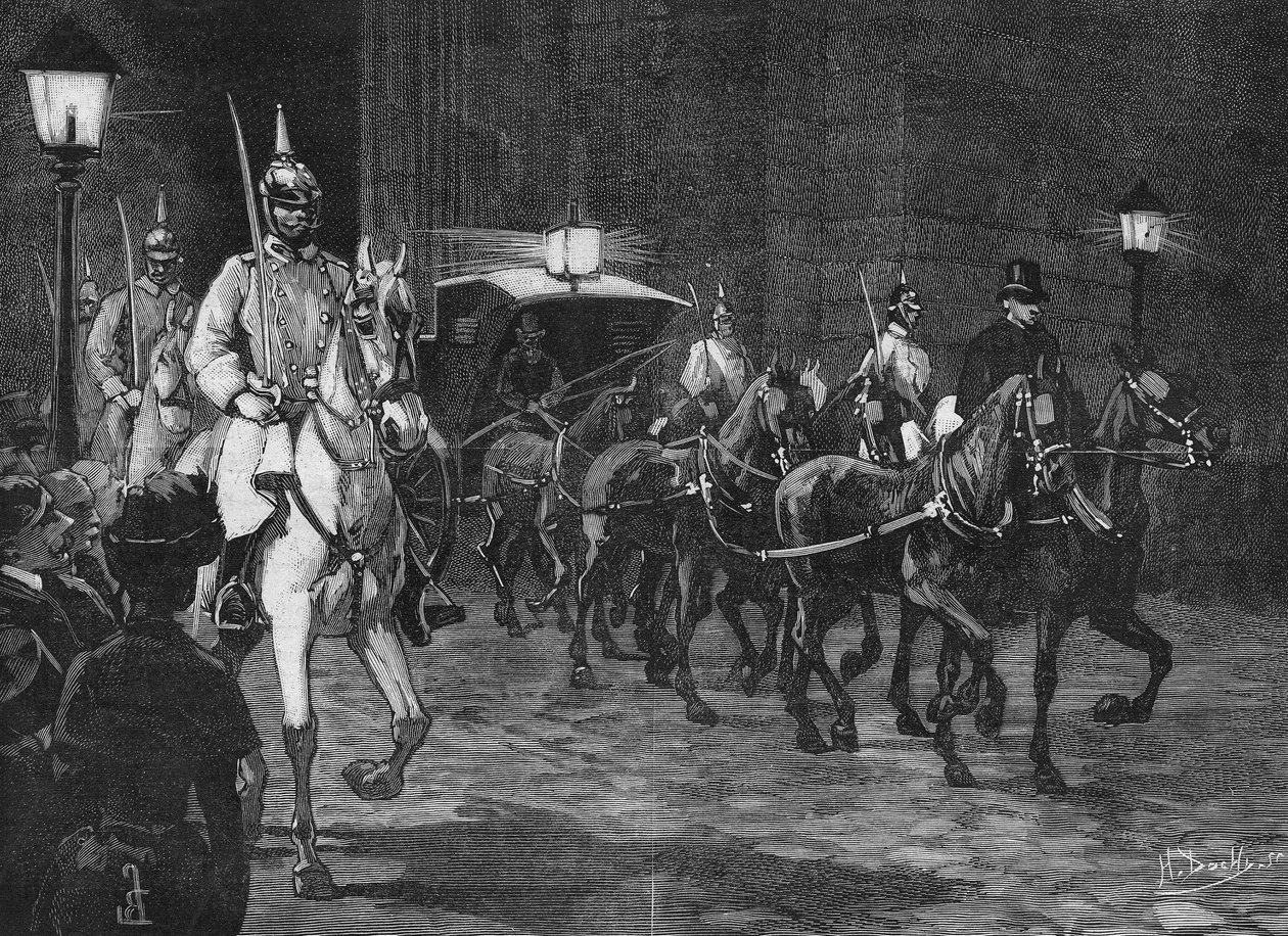 Ankomst av kvarlevorna av ärkehertig Rudolf av Habsburg (1858 - 1889), kronprins av Österrike. av Unknown artist