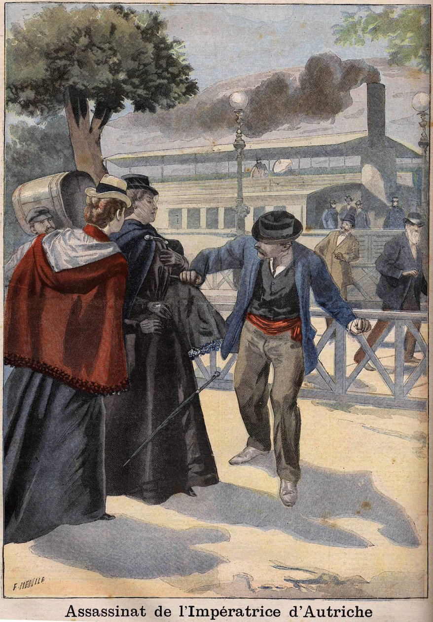 Mordet på imponen Elisabeth av Österrike (Sissi) av en italiensk anarkist i Genève av Unknown artist
