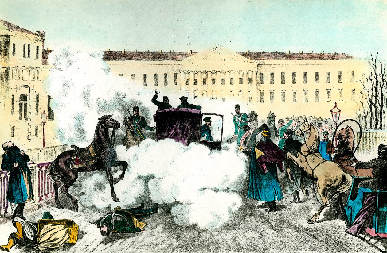 Tsarens attack: Mordet på den ryske kejsaren Alexander II (1818-1881) i St. Petersburg av Unknown artist