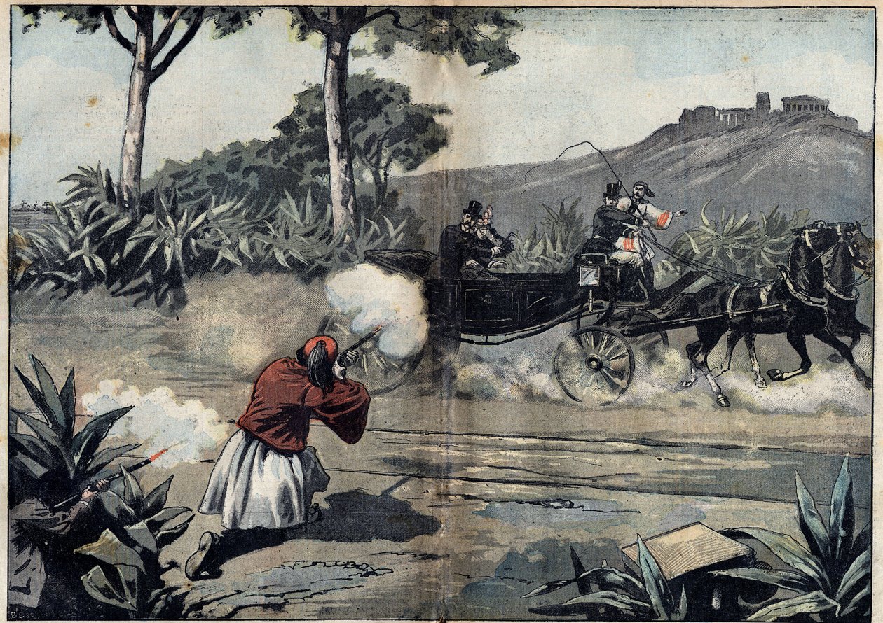Attack mot George I, kung av Grekland, och hans dotter - 20 februari av Unknown artist