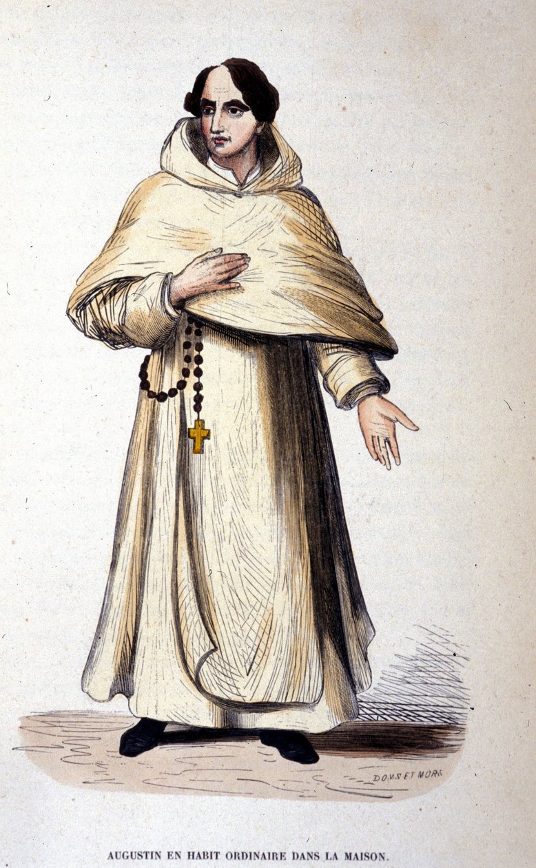 Augustinus i vanlig klädsel, religiös enligt Augustinus regler. Gravyr av 1800-talet. av Unknown artist