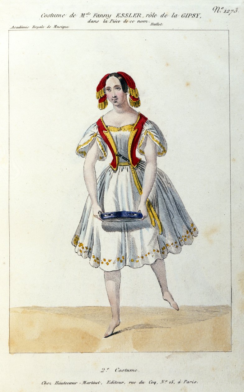 Den österrikiska dansaren Fanny Elssler (1810-1884) i baletten "La gipsy"" 1839 1800-talstryck av Unknown artist