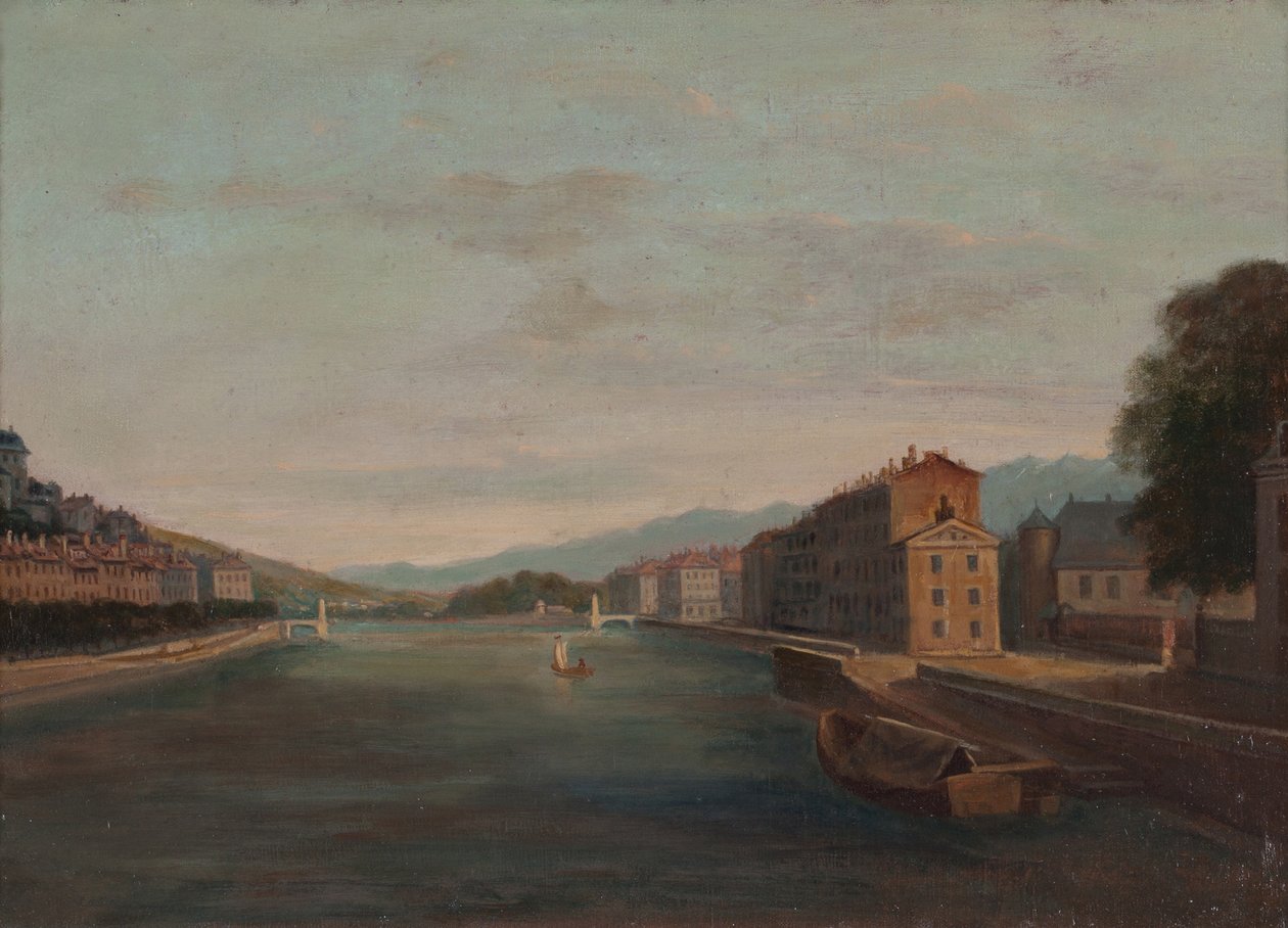 Banks of the Isère i Grenoble 1864 (Olja på duk) av Unknown artist