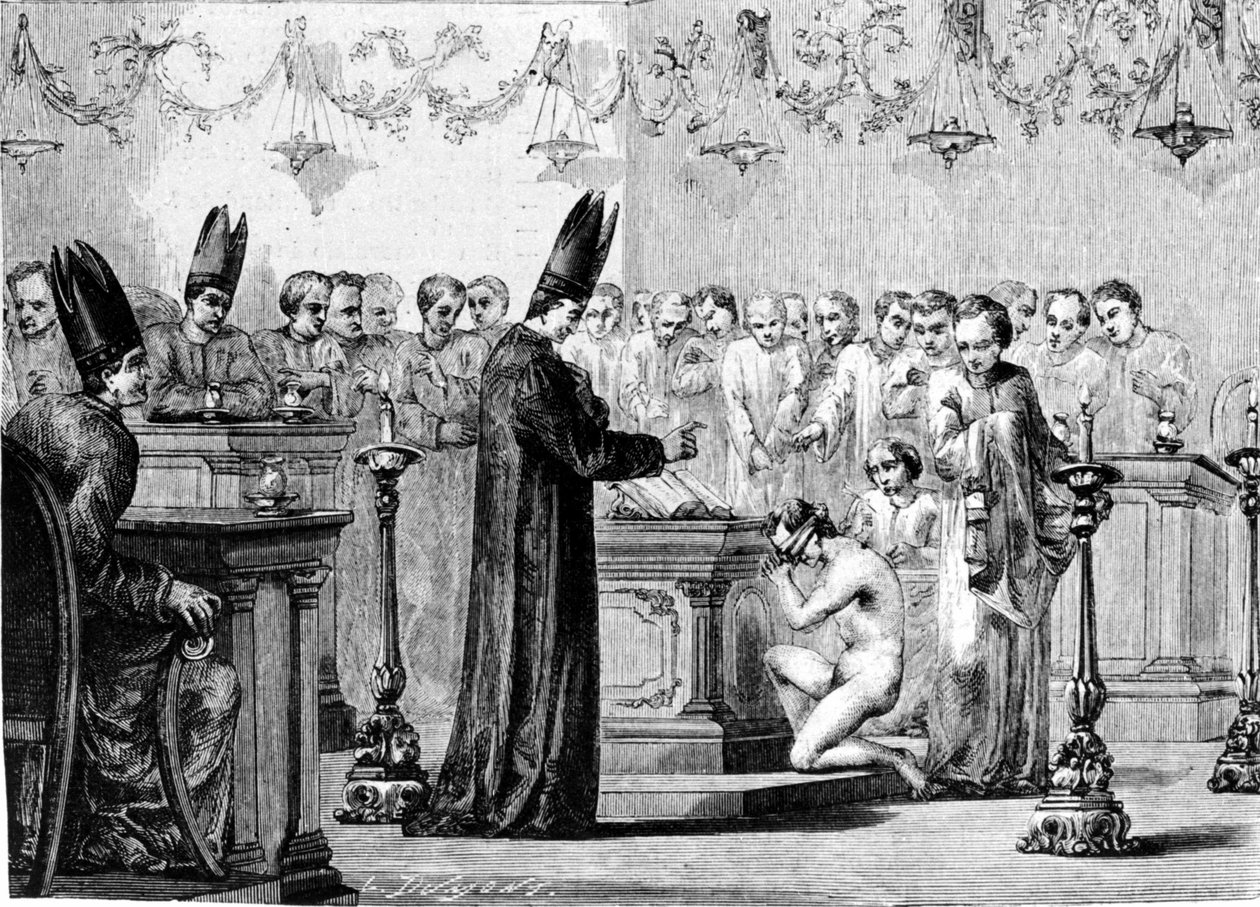 Dop bland mormonerna. 1800-talsgravyr. av Unknown artist