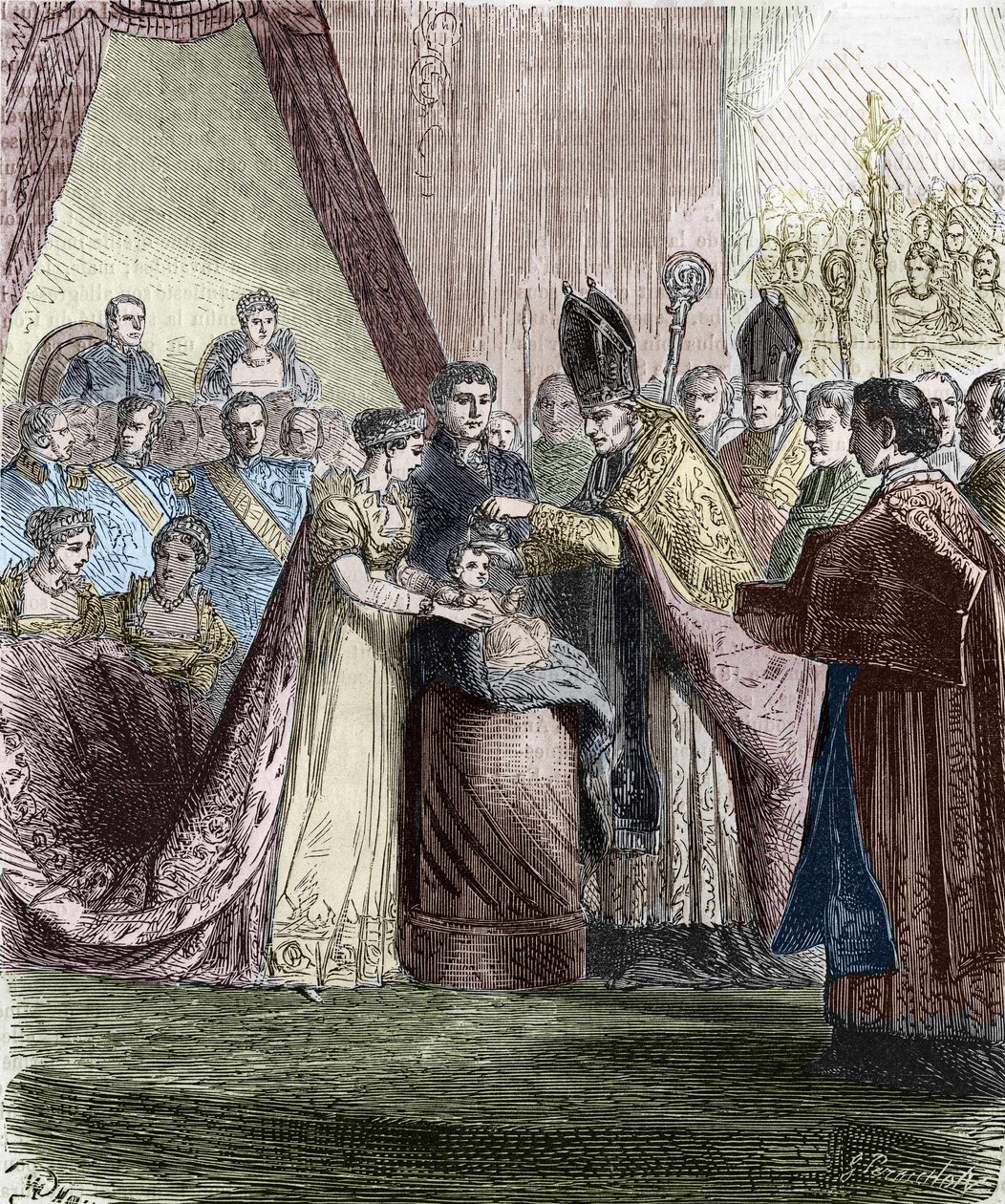 Dop av Napoleon François Charles. (Napoleon II) Kung av Rom, son till kejsar Napoleon I (1769-1821), vid Notre-Dame de Paris, 9 juni 1811. av Unknown artist