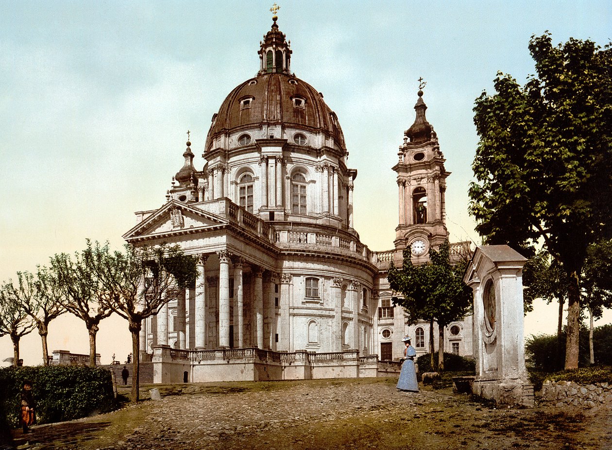 Basilica della Superga (Basilica of Superga) i Turin (Torino) i Italien 1890 av Unknown artist