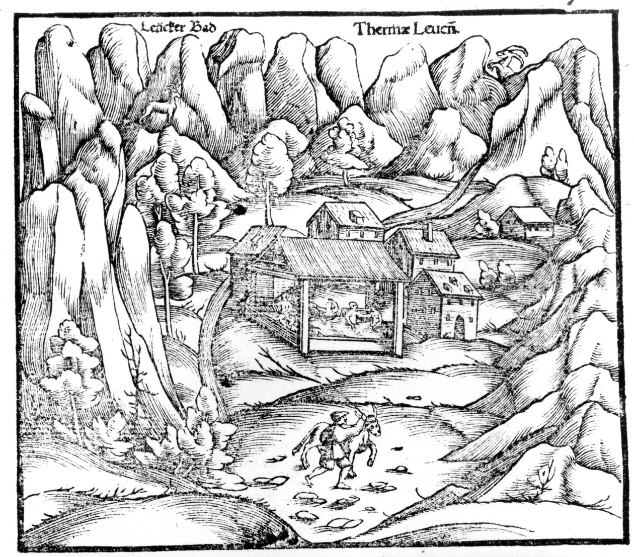 Baden i Baden (Österrike), gravyr från 1500-talet. av Unknown artist