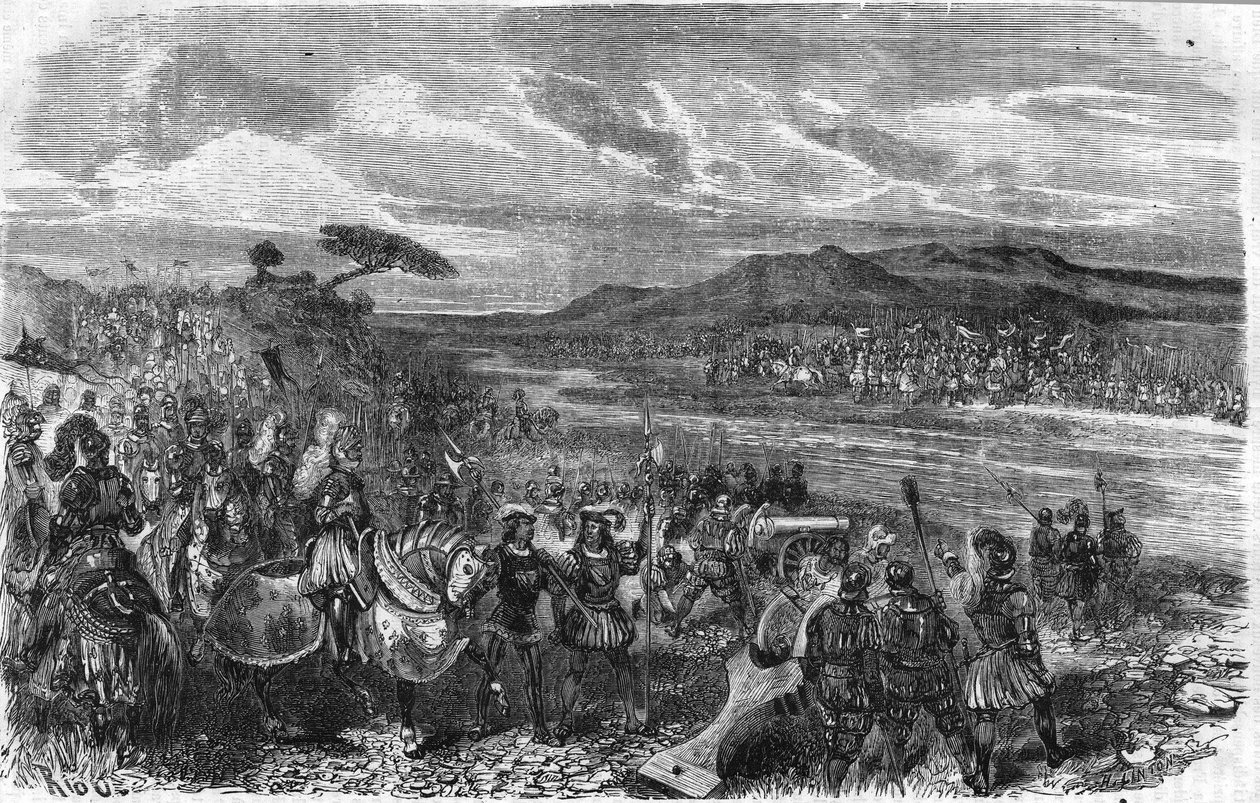 Slaget vid Fornoua (Fornovo) (Italien) under Karl VIII den 6 juli av Unknown artist