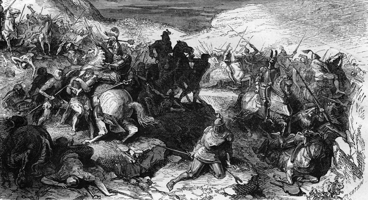 Slaget om Sonson mellan burgunderna och det schweiziska barnbarnet i Schweiz den 2 mars av Unknown artist