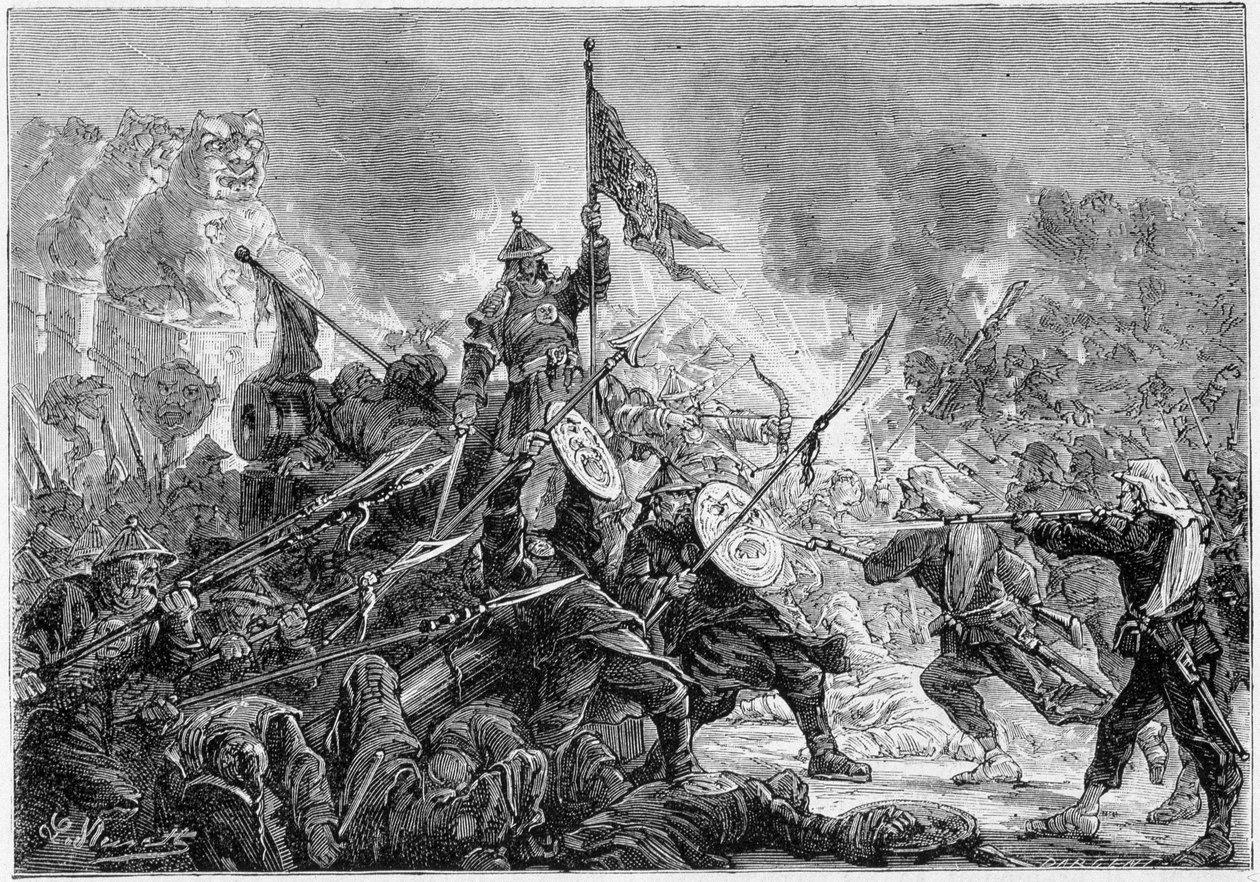 Slaget vid Palikao: Manchu-arméns nederlag inför den fransk-brittiska expeditionsstyrkan, 1860-09-21 - av Unknown artist