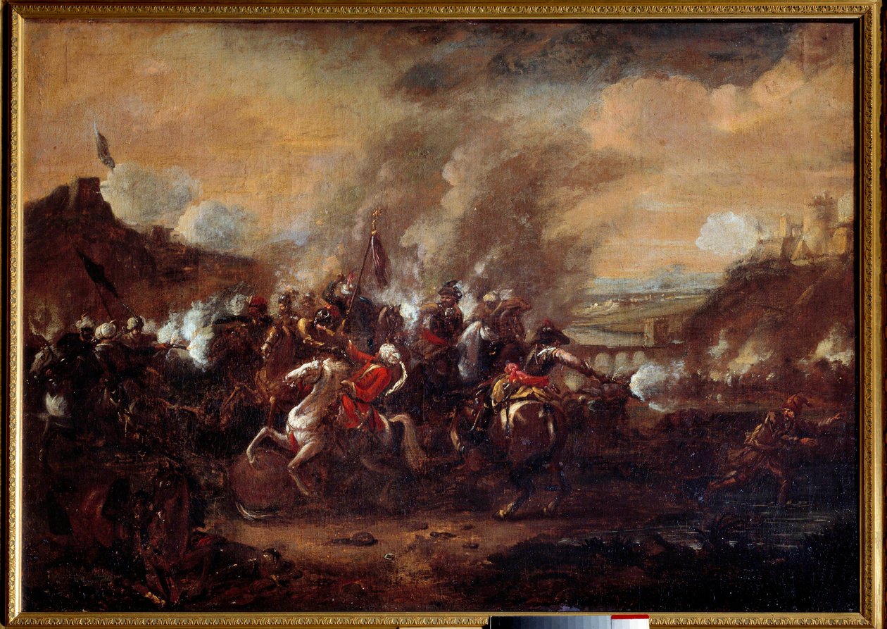 Slaget vid Wien: "Turkarnas upphävande av belägringen av Wien i september 1683" Seger för trupperna i den kristna koalitionen ledd av John III Sobieski, Leopolid I och Karl av Lorraine. Anonym målning från 1600-talet. Nancy, muséhistoria av Unknown artist