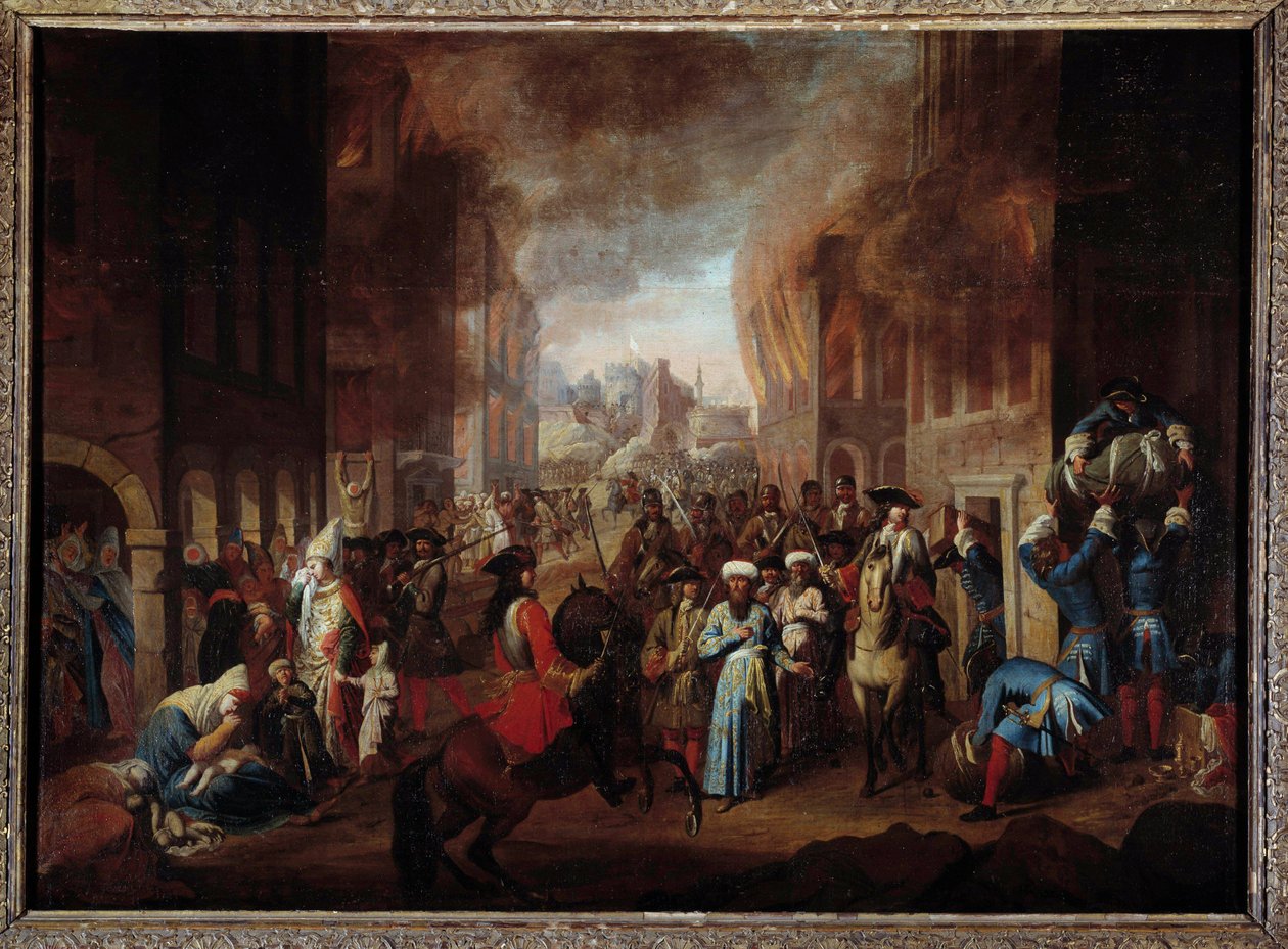 Slaget vid Wien: "Turkarnas kapitulation vid belägringen av Wien i september 1683" Seger för trupperna i den kristna koalitionen ledd av John III Sobieski, Leopolid I och Karl av Lorraine. Anonym målning av 1600-talets Nancy, Musee histo av Unknown artist