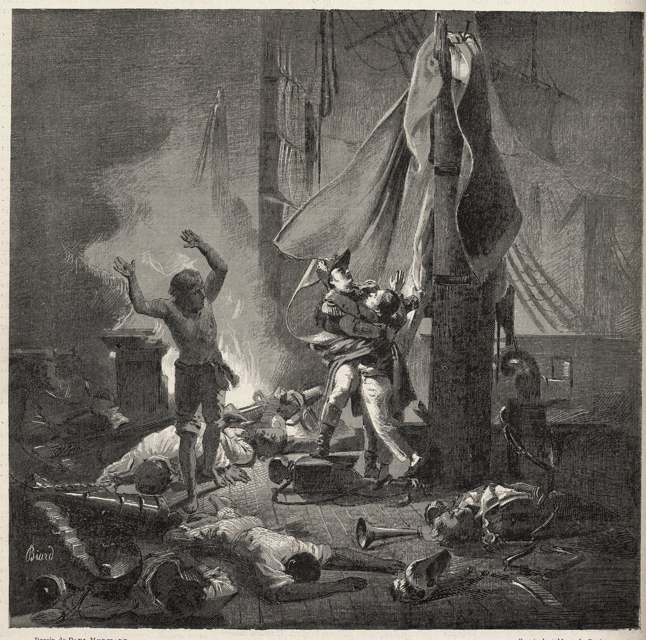 Slaget vid Nilen - Slaget vid Aboukir - Luces och Giocante de Casabiancas död (Luc-Julien-Joseph Casabianca av Unknown artist