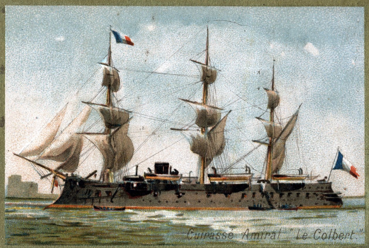 Battleship Admiral "" The Colbert"". 1800-talets kromolitografi. av Unknown artist