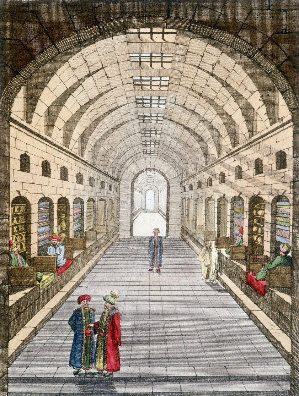 Bazar (souk) i Tunis, Tunisien. av Unknown artist