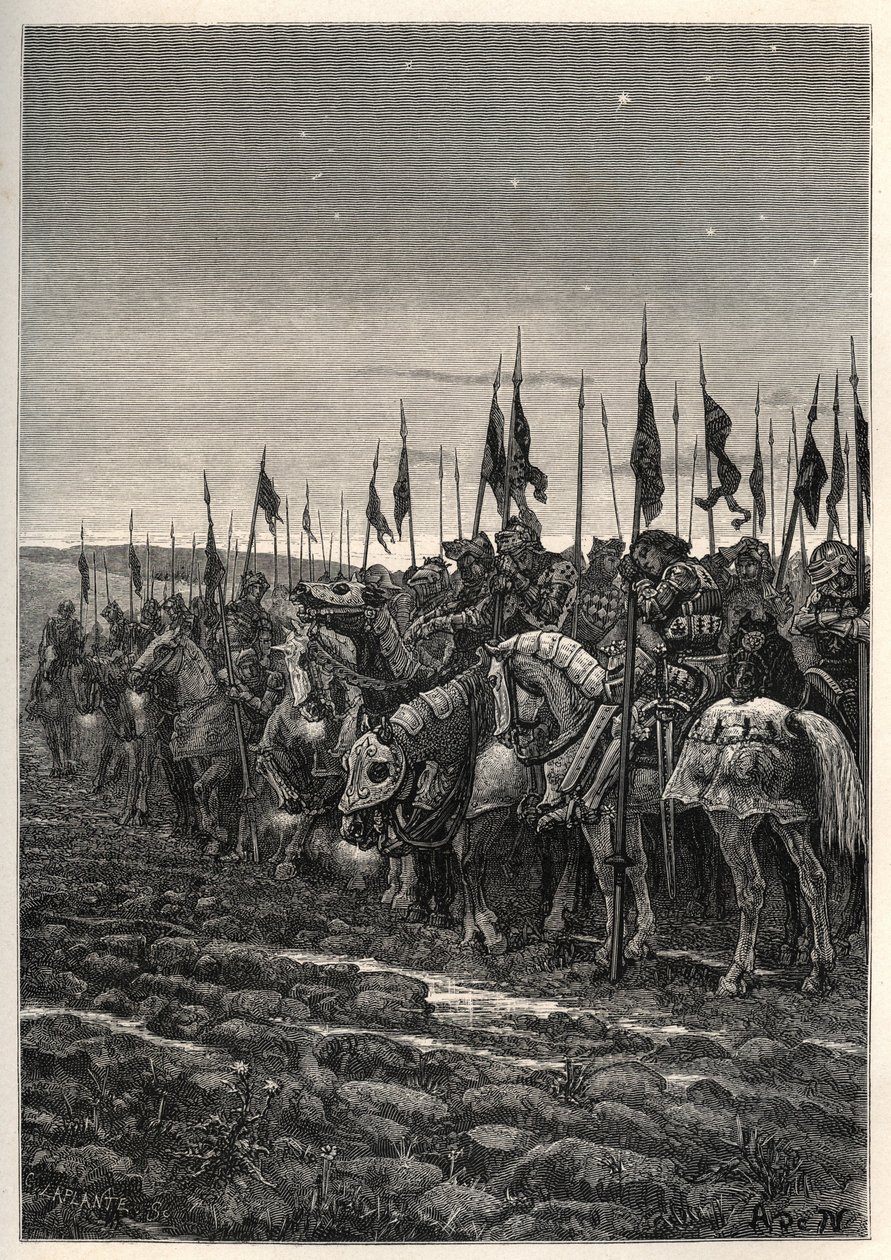 Före slaget vid Agincourt - 100 års krig: Slaget vid Azincourt (Pas-de-Calais) 25 oktober av Unknown artist