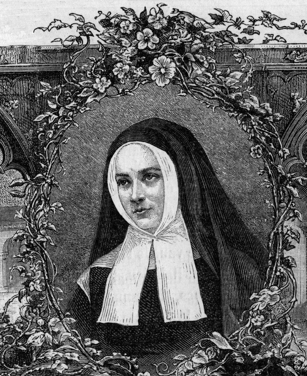 Bernadette Soubirous (1844-1879) i religiös klädsel. Graverad från 1877. av Unknown artist