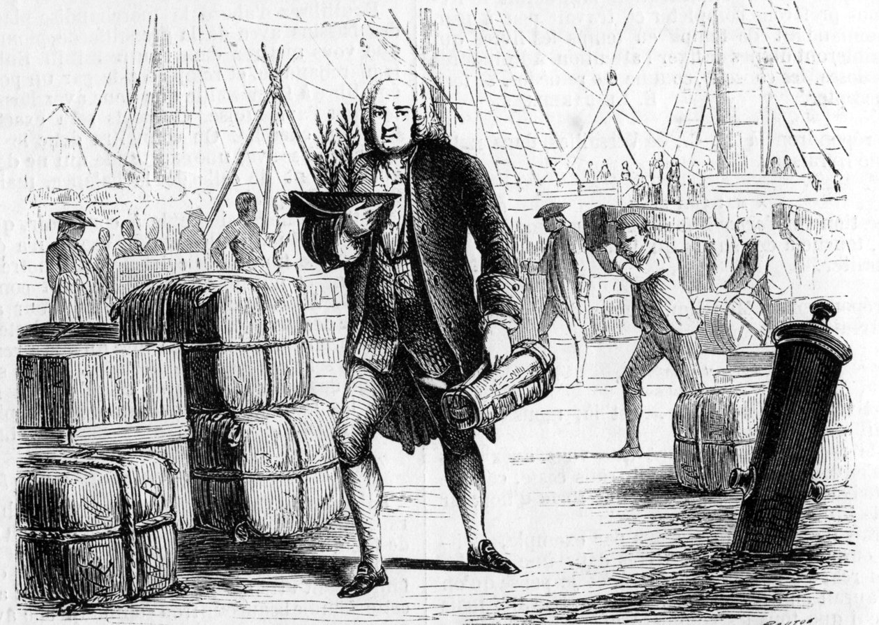 Bernard de JUSSIEU (1699-1777), fransk botaniker och naturforskare, rapporterande om cederträ från LIBANON. Gravyr 1856 av Unknown artist